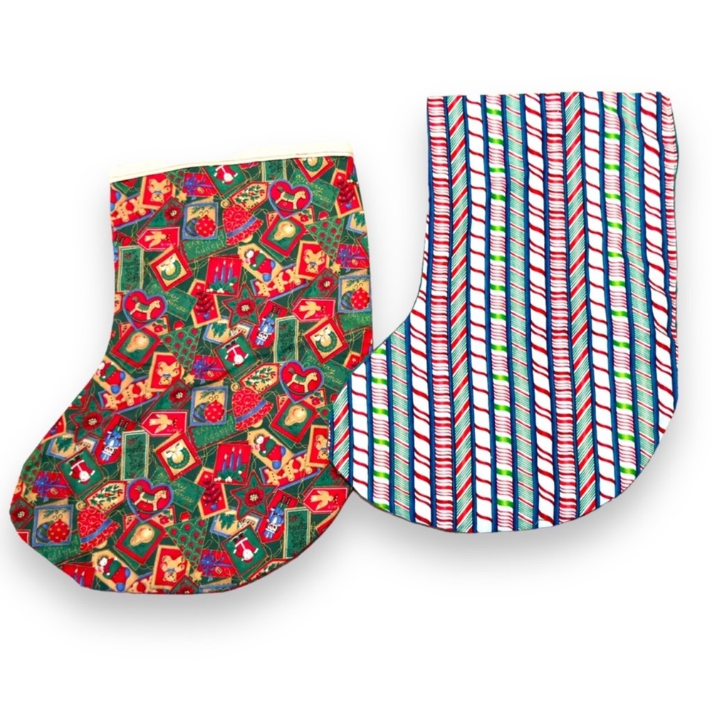 Shabby Cottage Christmas Stocking - Set of 2 Stockings
